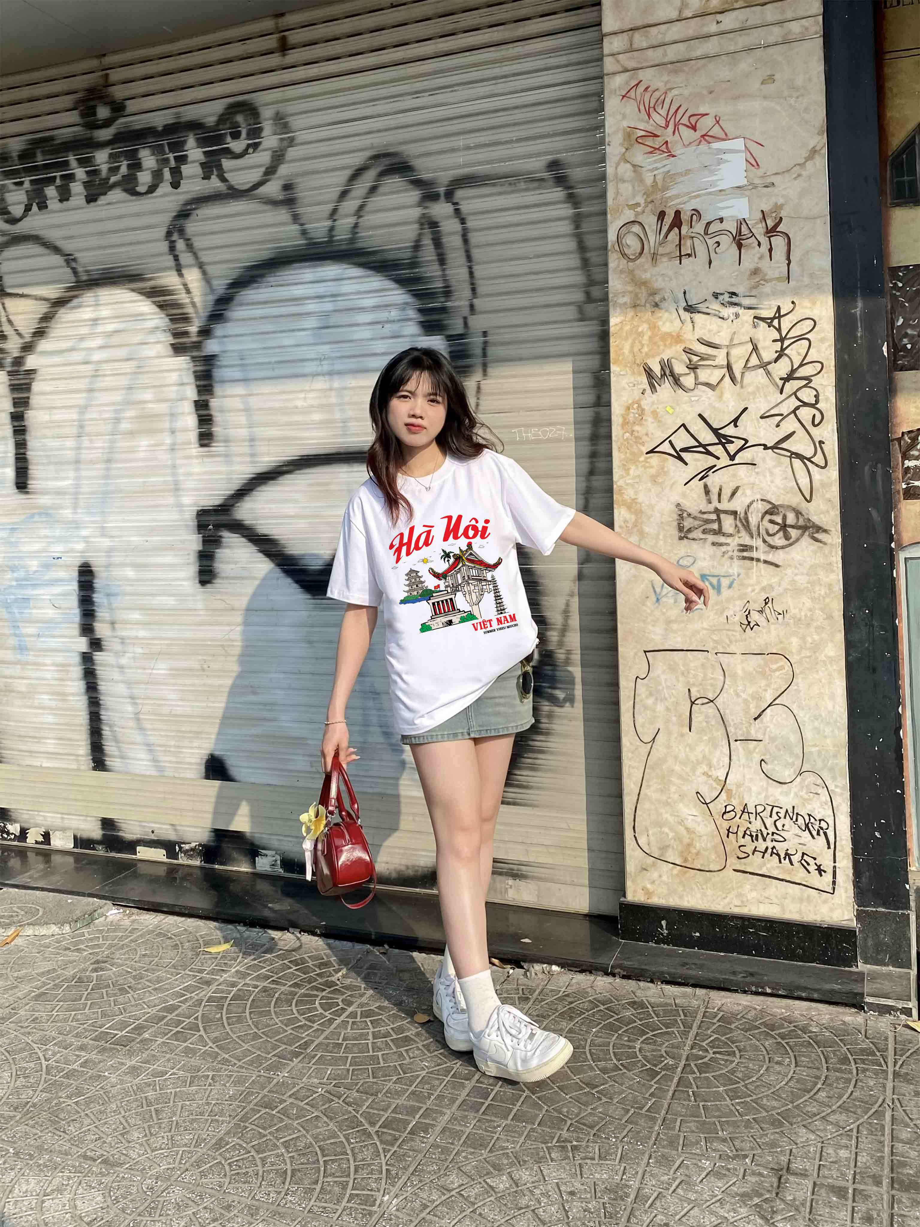 Áo thun du lịch Hà Nội ATD1264 Miucho vải cotton thoáng mát in mix_thumbnail_3