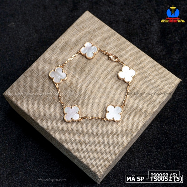 Lắc tay bạc nữ cỏ bốn lá đá trắng xi vàng_thumbnail_3