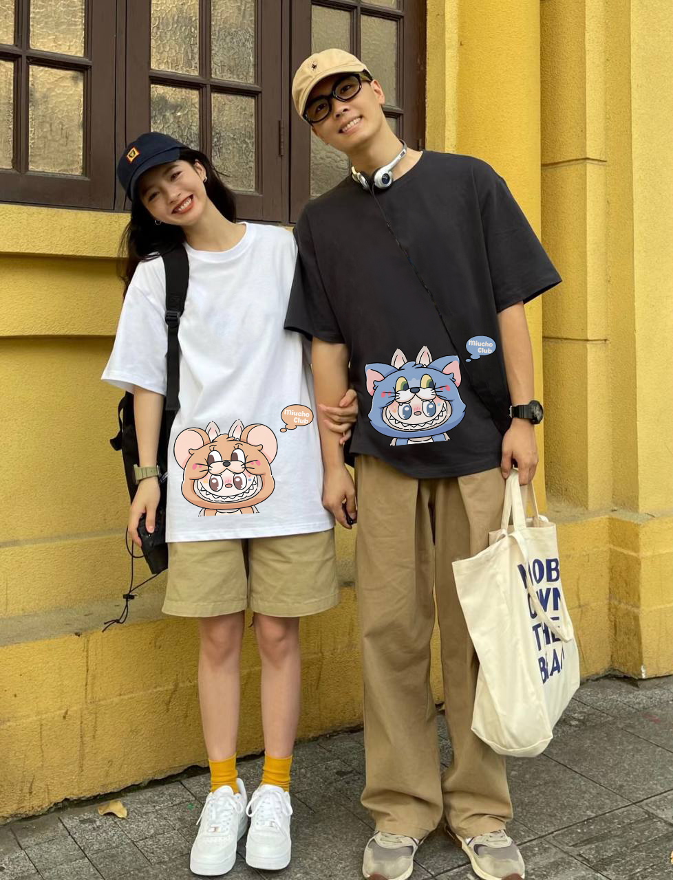 Áo thun cặp đôi couple labubu Tom and Jery đáng yêu ATD1472 Miucho vải cotton cổ tròn in mix_thumbnail_4
