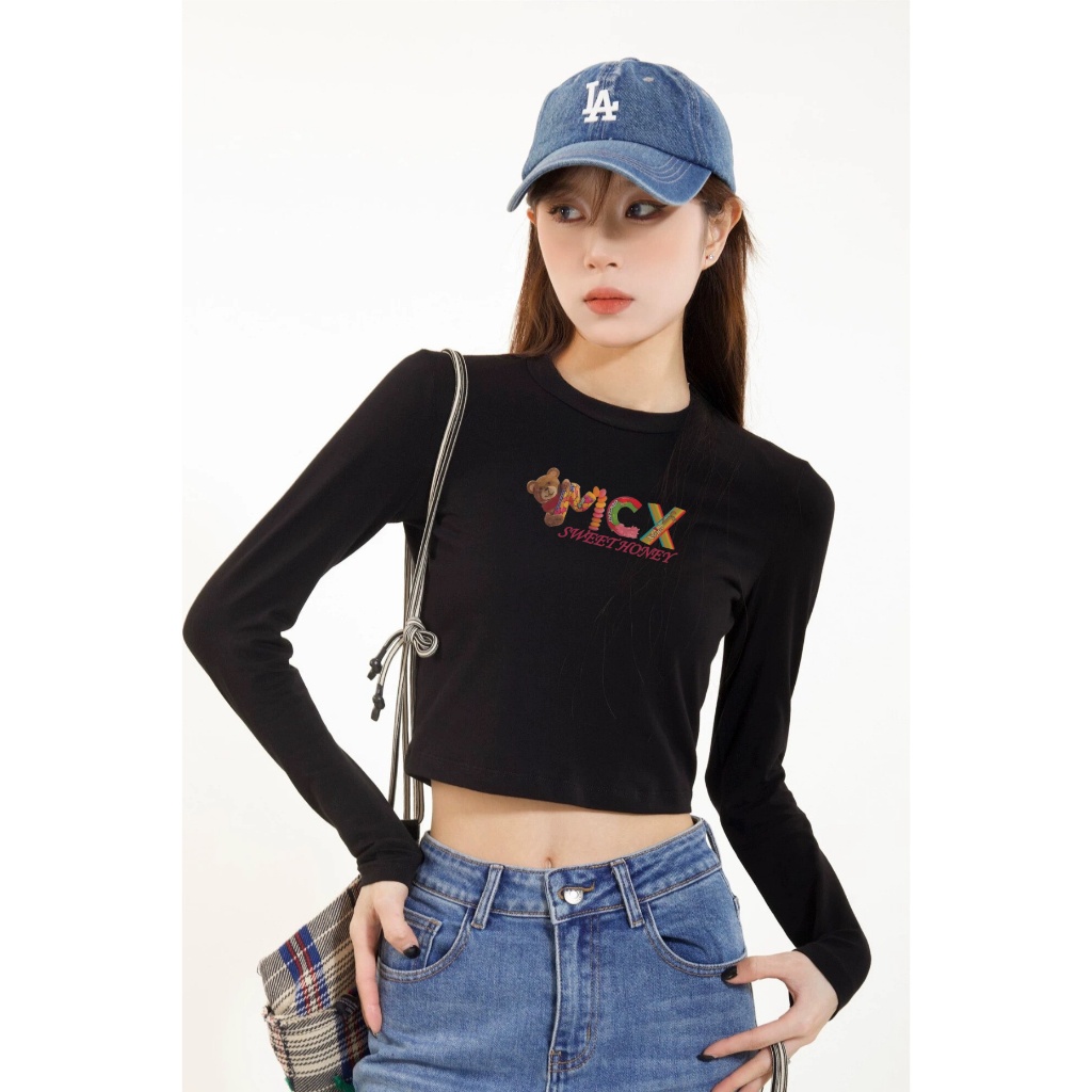 Áo croptop tay dài nữ màu đen/ trắng in hình nhiều mẫu - Áo thun dài tay Loza - G0198_thumbnail_7