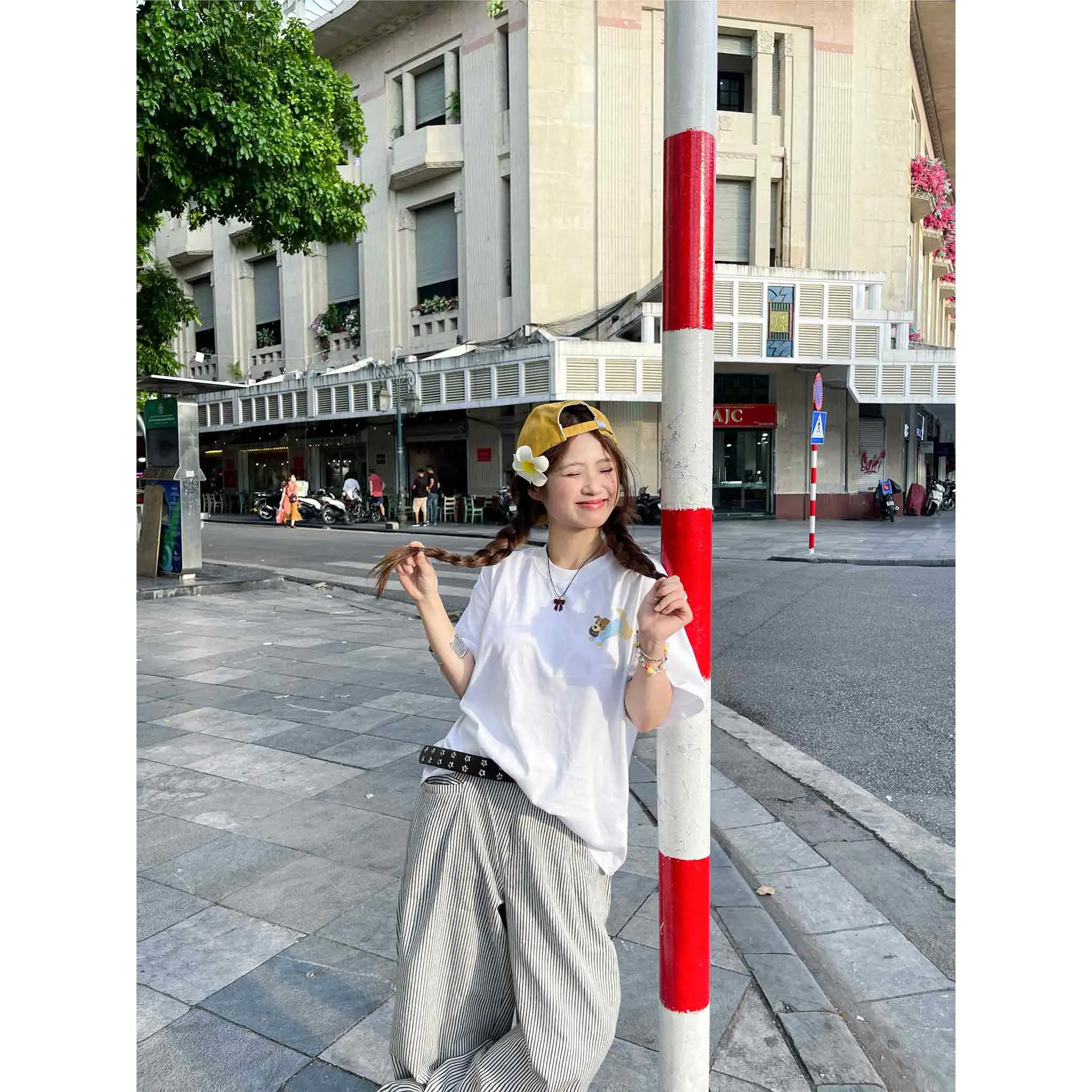 Áo thun boxy hình cún dễ thương 2596 Miucho vải cotton thoáng mát phong cách Hàn Quốc in mix_thumbnail_4