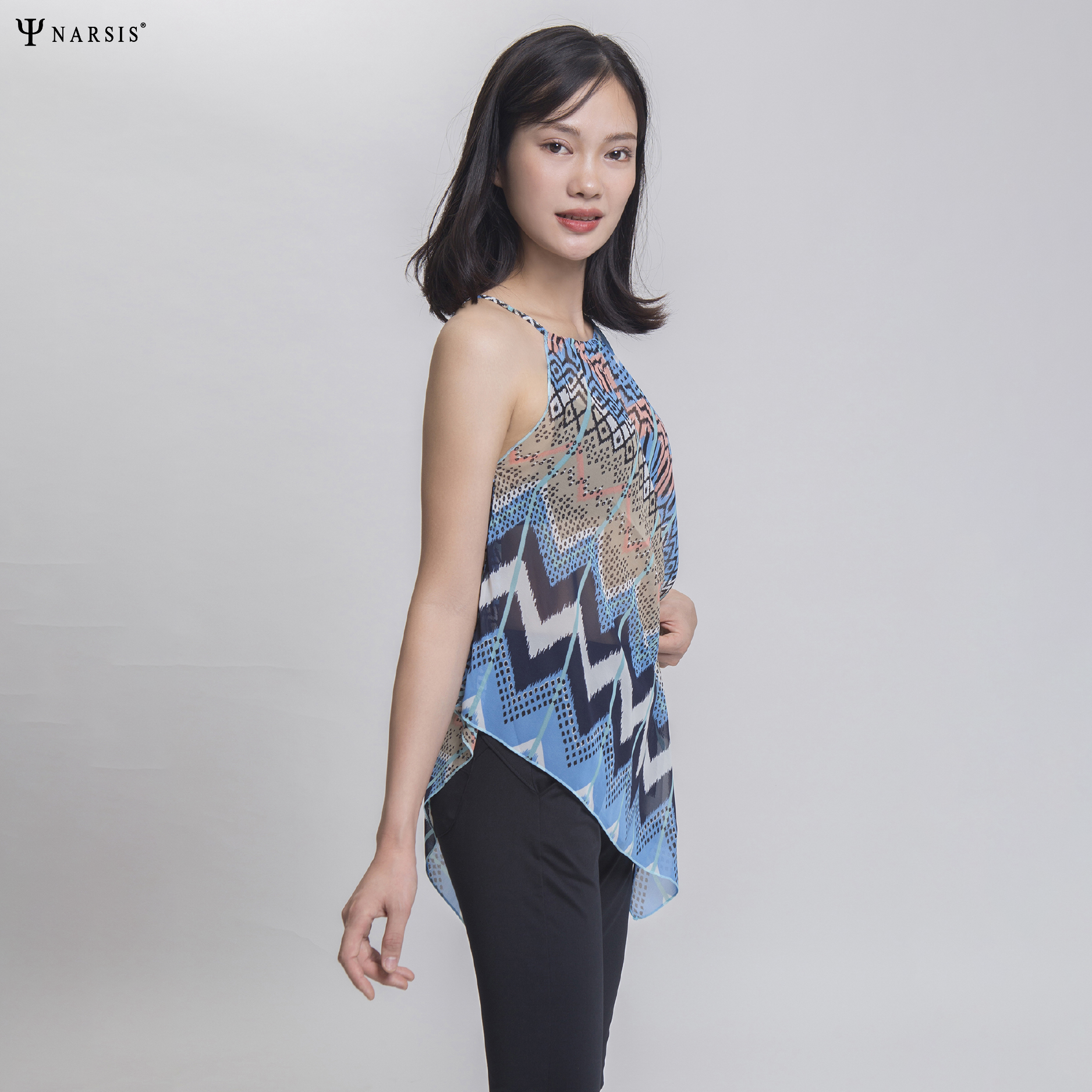 ÁO YẾM NỮ VOAN XANH HỌA TIẾT L9024 NARSIS CHẤT LIỆU THOÁNG MÁT, DỄ CHỊU, THOẢI MÁI CẢ NGÀY, DỄ VẬ...