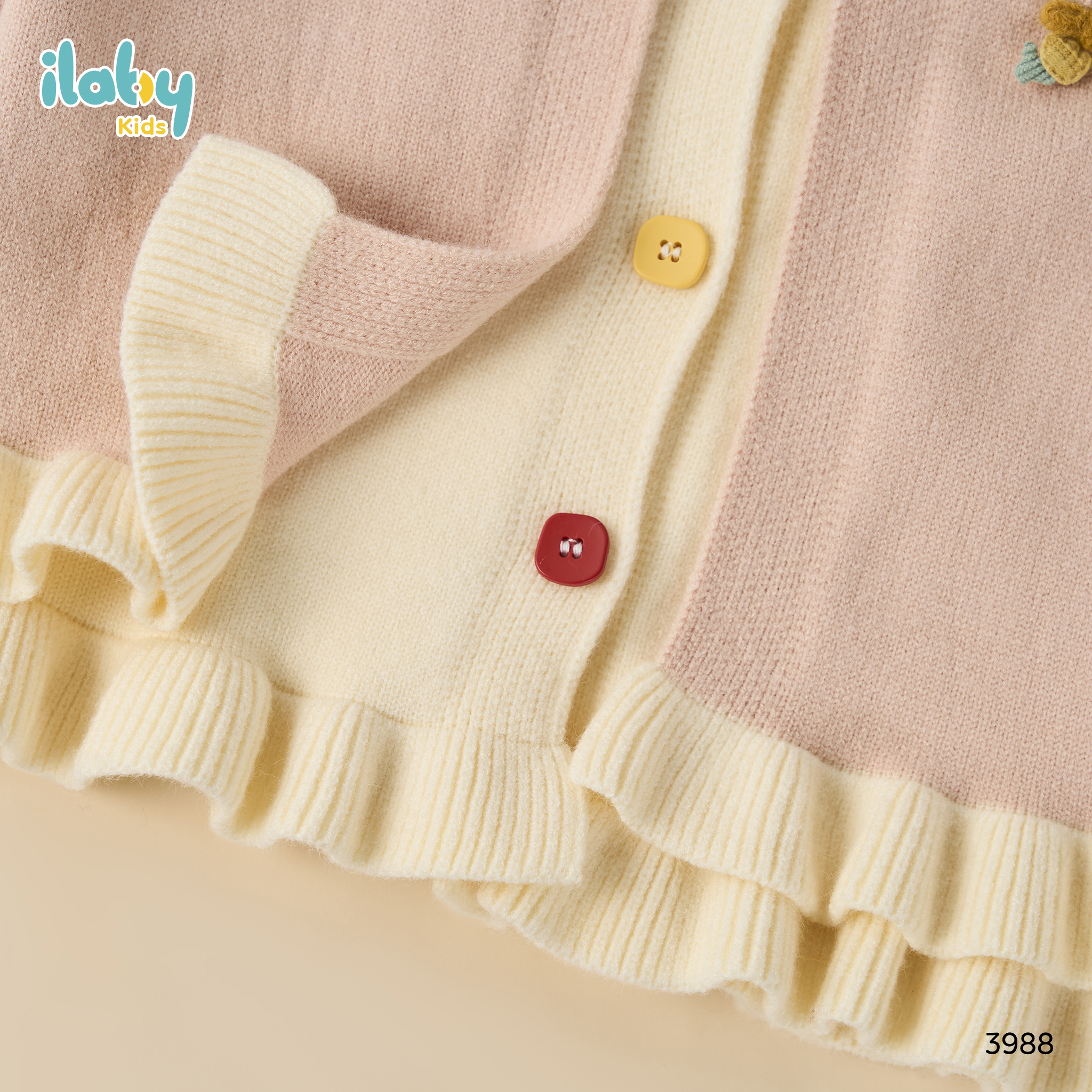 Áo khóa len bèo gấu xinh xắn