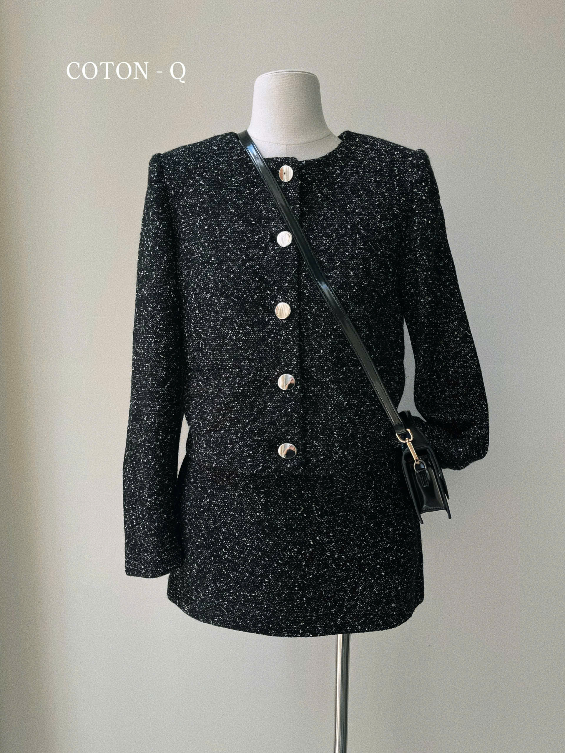 HJ123 Set áo dạ + chân váy ngắn