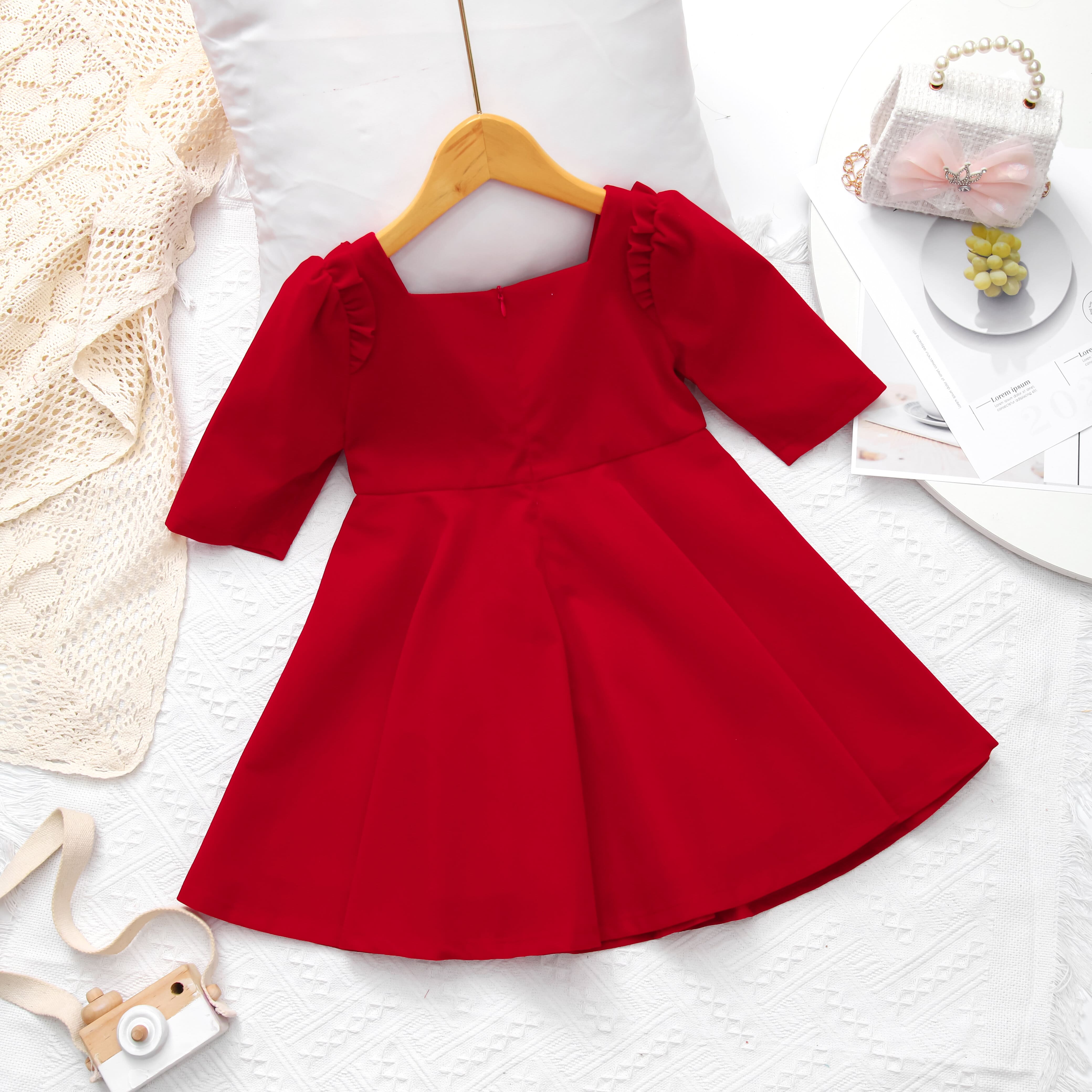 Váy nhung cổ vuông đính ngọc_thumbnail_5