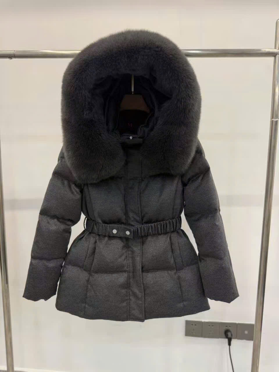 Áo phao cổ lông đai - V98