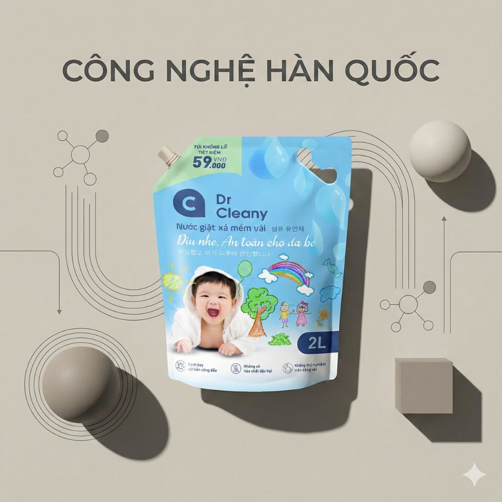 Nước Giặt Xả Cho Bé Dr. Cleany 2kg - Dịu Nhẹ, An Toàn Cho Da Nhạy Cảm