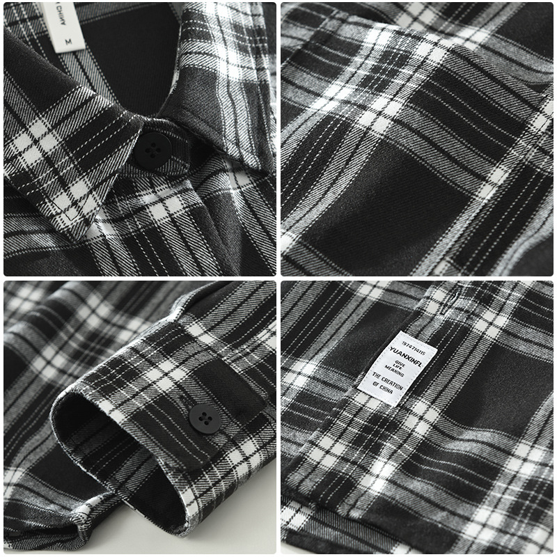 Áo Sơ Mi Dài Tay Kẻ Sọc Nhật Bản Retro Nam Dáng Rộng Thời Trang_thumbnail_4