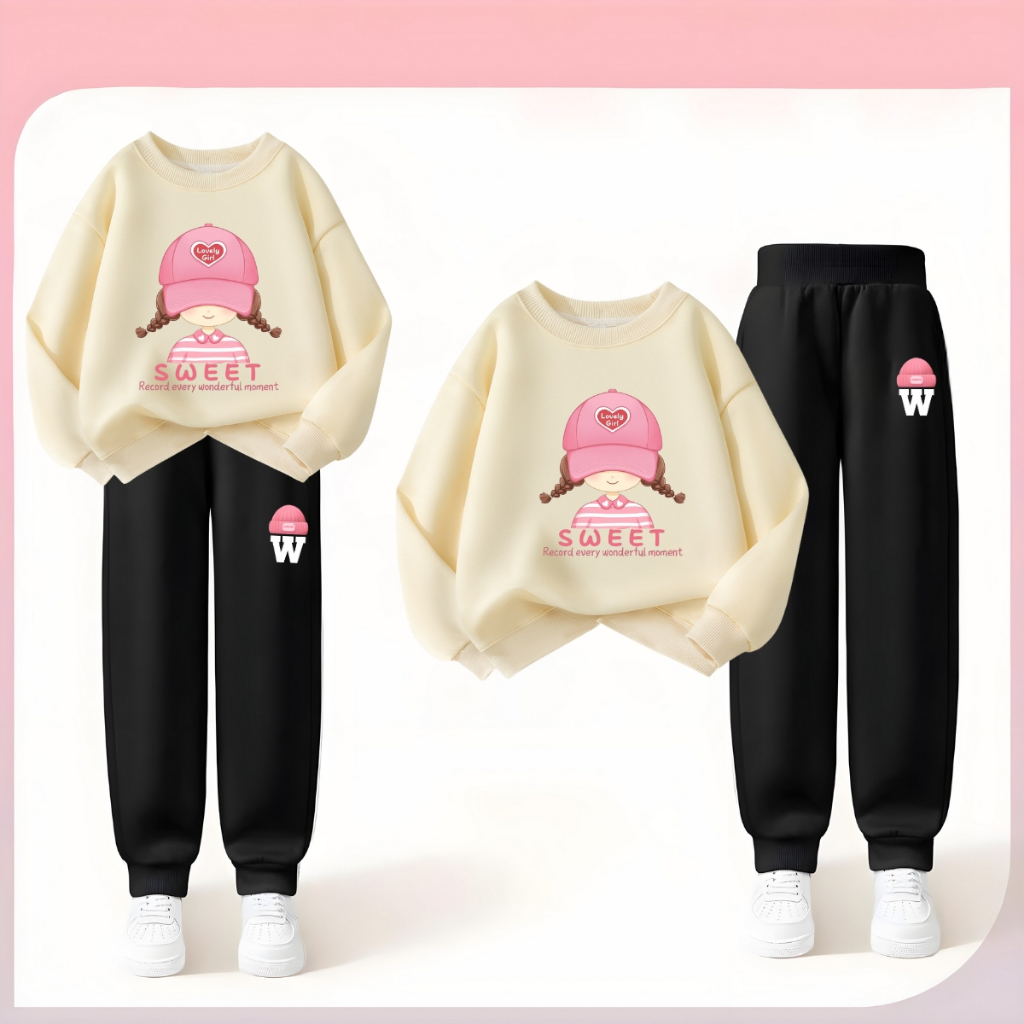 Set bộ nỉ bé gái in  hình bé gái SWEET - Loza Kids BI515_thumbnail_1
