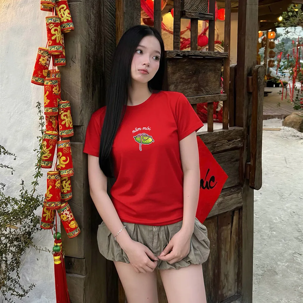 Áo baby tee Tết Bính Ngọ form vừa Miucho vải mềm mại thoáng mát tôn dáng in mix 2999_thumbnail_2