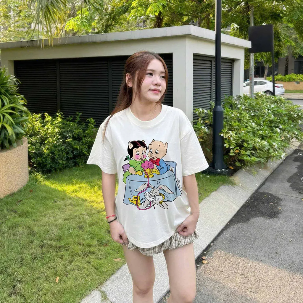 Áo thun boxy hoạt hình AXD2459 Miucho cổ tròn chất vải cotton 2 chiều cao cấp dày dặn in mix_thumbnail_2