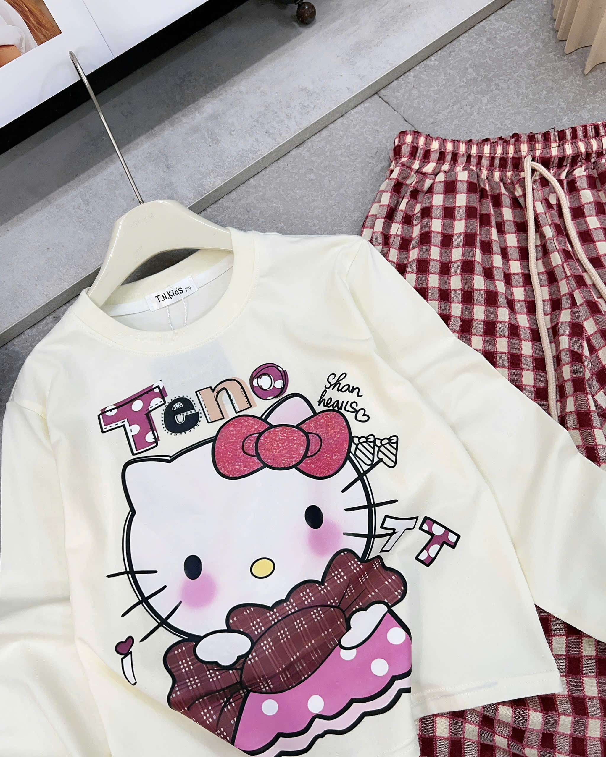 [J11] Set áo phông nơ mèo quần đũi_thumbnail_2