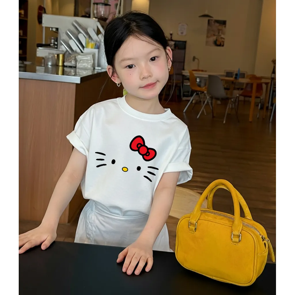 Áo thun cho bé gái form rộng Kado vải cotton mềm mại thấm hút tốt hình Kitty dễ thương 2872_thumbnail_3