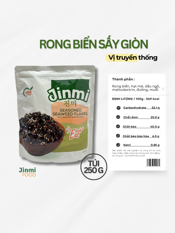 Rong biển Jinmi sấy giòn vị truyền thống túi zip 250g