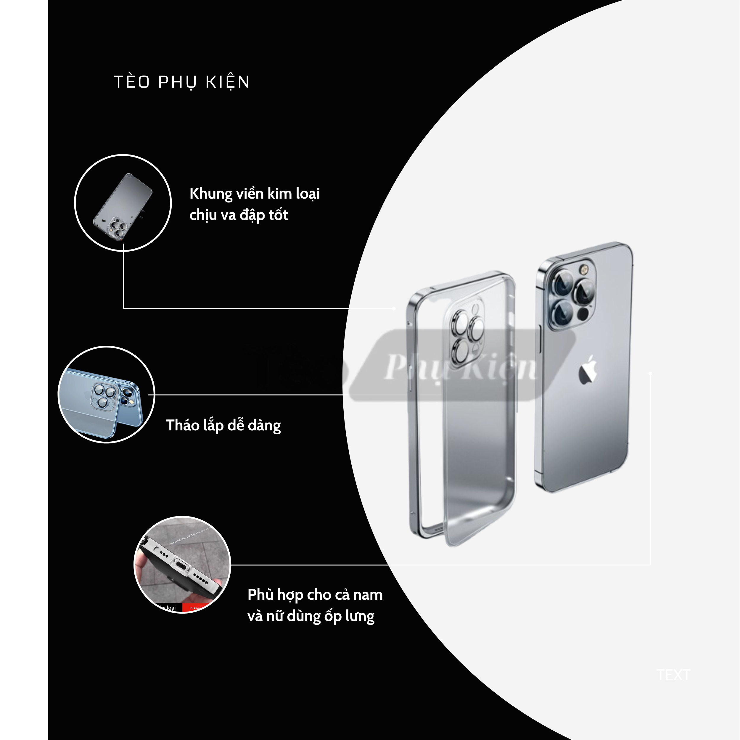 ỐP LƯNG IPHONE VỚI KHUNG VIỀN BẰNG KIM LOẠI MẶT LƯNG NHÁM MỜ CÓ THẾ THÁO RỜI NHỜ KHÓA ĐÀN HỒI_thumbnail_7