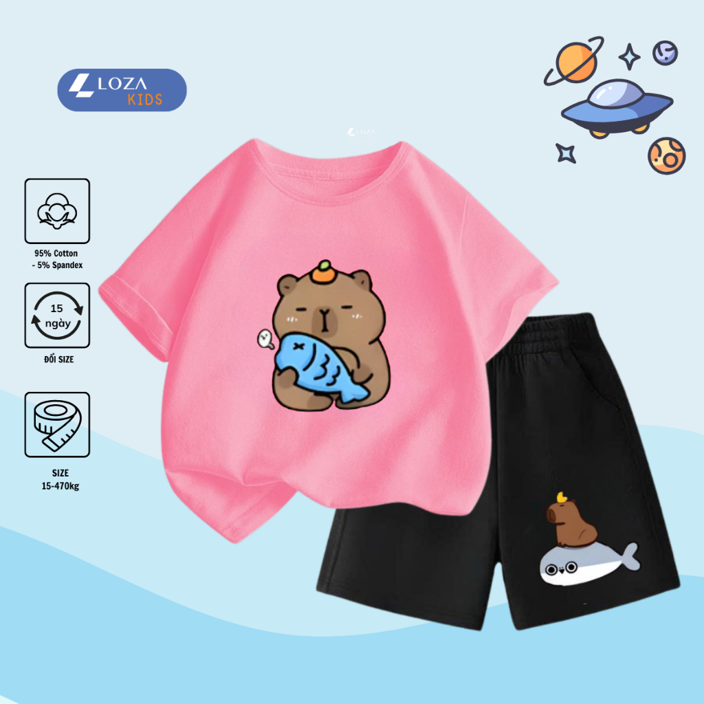 Bộ quần áo bé gái in hình 'Capybara ôm Cá'- SB109_thumbnail_3