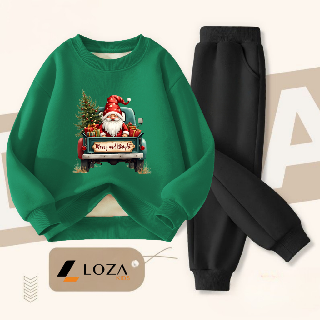 Set bộ nỉ bé trai, bé gái in hình Ông già Noel - Loza Kids BI488_thumbnail_1