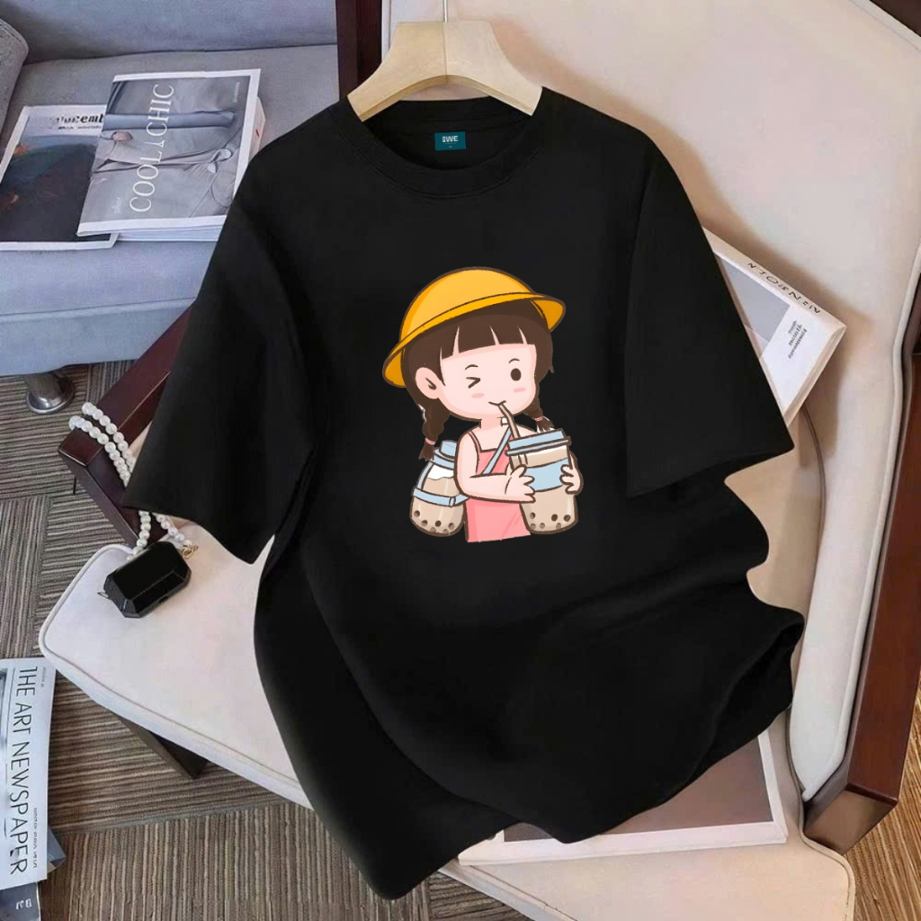 Áo thun unisex UX30-1175 bé gái uống trà sữa dáng oversized local brand WETEE_thumbnail_2