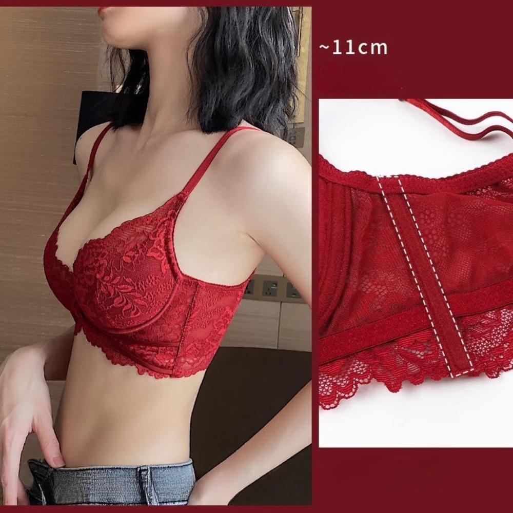 [Mã B62 ] Áo Lót Nữ Ren Áo Ngực Ren Có Gọng Mút Mỏng 0.3cm Kem Women Bra Kem Women Đen_thumbnail_3
