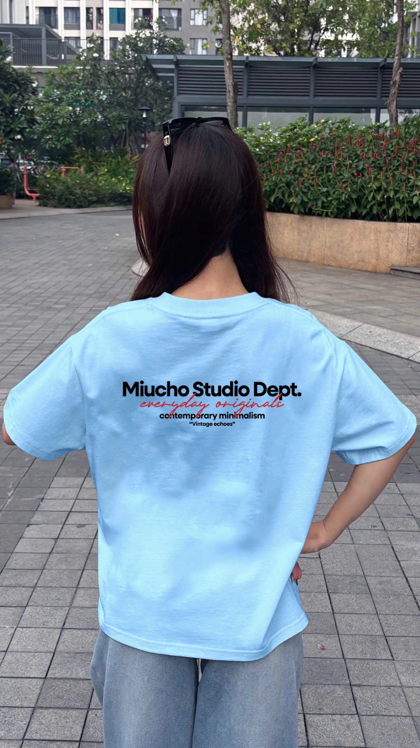 Áo thun boxy nam nữ Miucho Studio Dept 2568 vải cotton 2c thoáng mát basic nhiều màu in typography_thumbnail_5