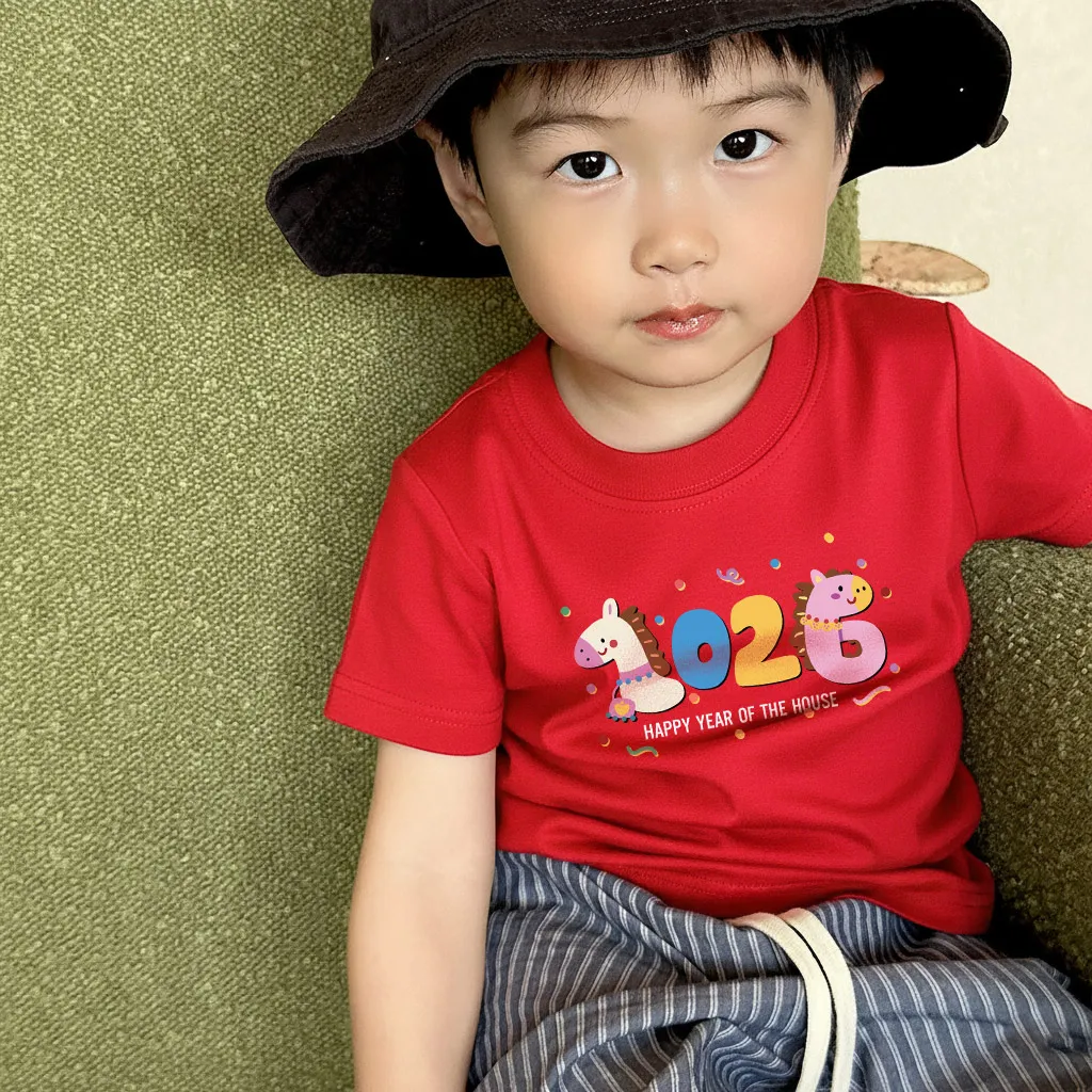 Áo thun bé trai bé gái Tết 2026 Kado vải cotton thoáng mát mềm mại 2953_thumbnail_3