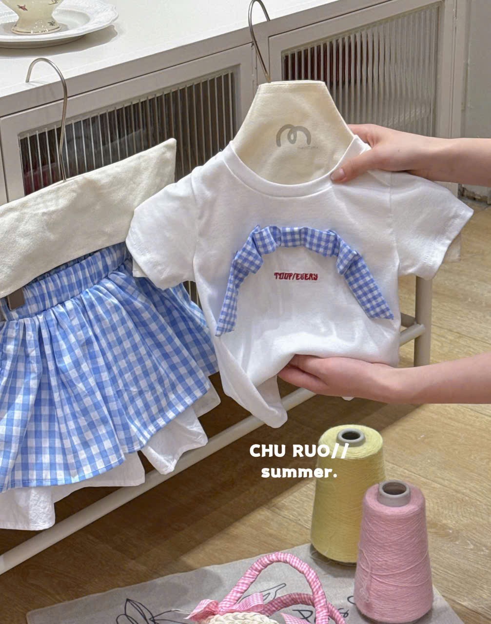 (A81) Áo phông nơ ngực 2 màu xanh đỏ_thumbnail_0