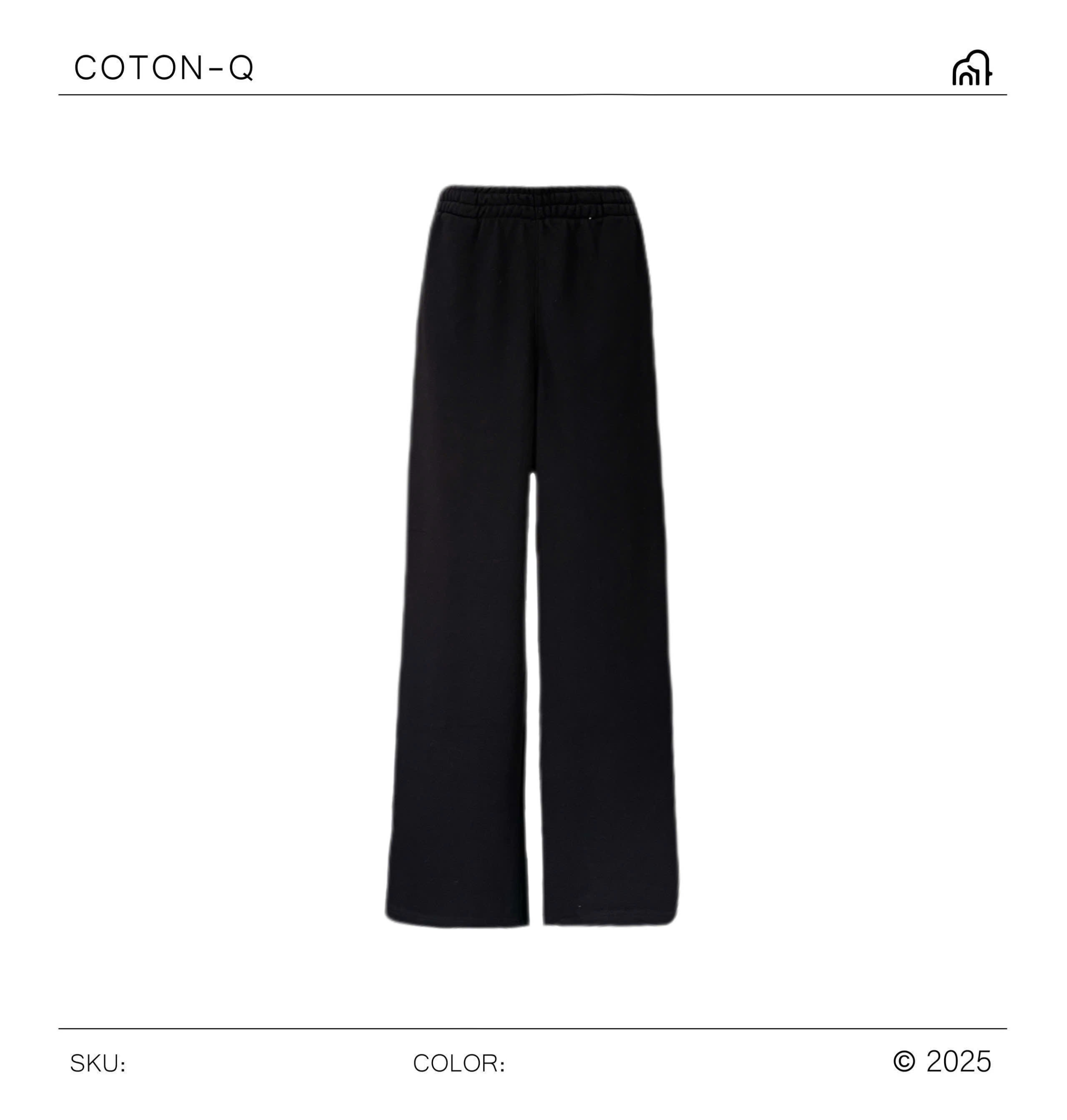 HQ290 Quần suông lưng thun  ( ĐEN )