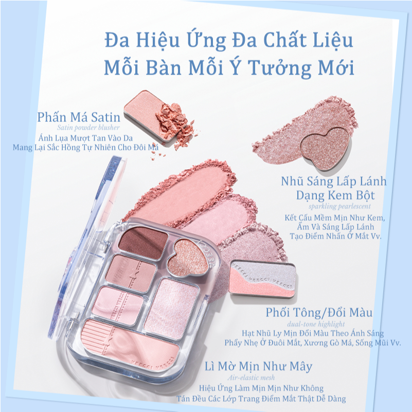 [VEECCI] Bảng phấn mắt 6 má ô Veecci 8g
