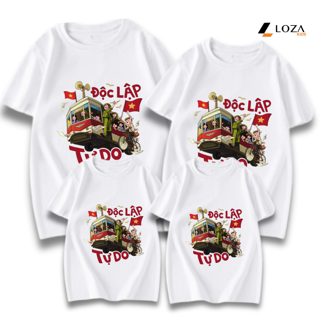 Áo phông gia đình Độc Lập Tự Do, Việt Nam nón lá Loza Kids 2025 – Mã GĐ007_thumbnail_1