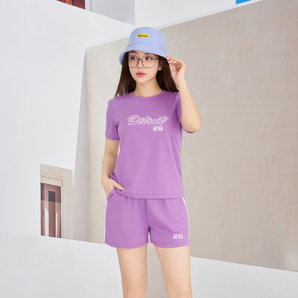 [Form Vừa] Bộ đồ nữ dáng vừa phối viền - Set đồ nữ mặc nhà mùa hè (áo thun + quần đùi) - LOZA PB366_thumbnail_1