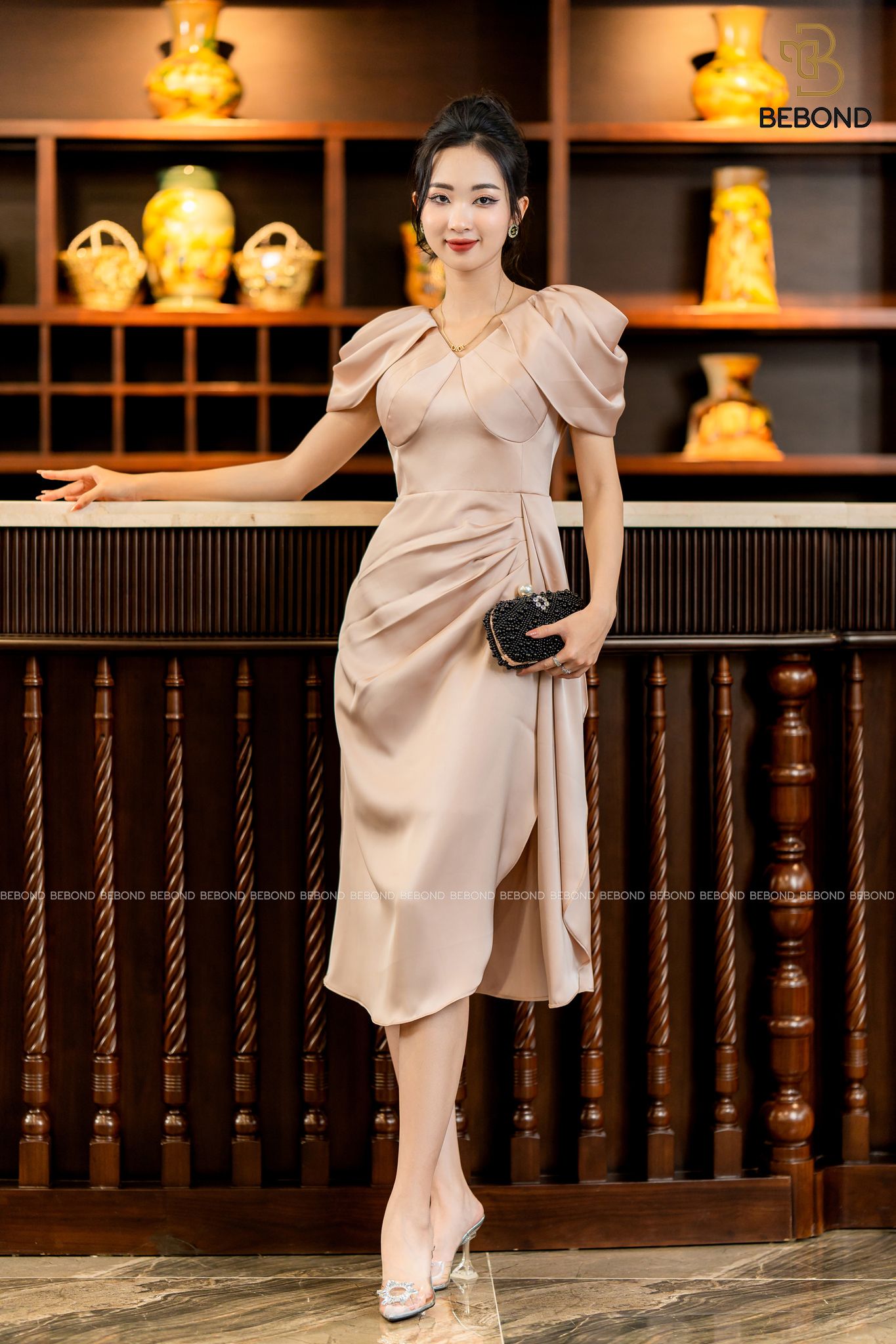 ĐẦM ĐI TIỆC MÀU CACAO KEM- VENUS DRESS