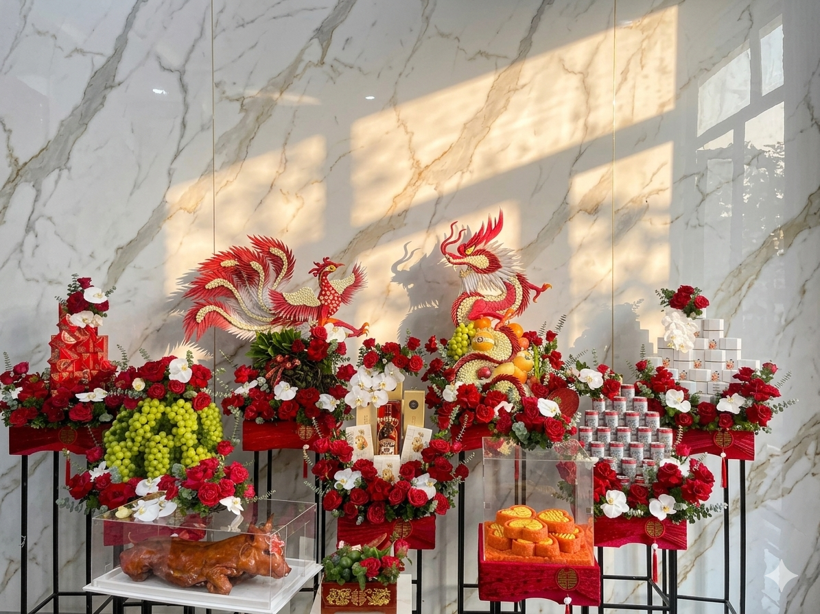 Tráp Cưới Hỏi Rồng Phượng 9 Lễ (mẫu 2)