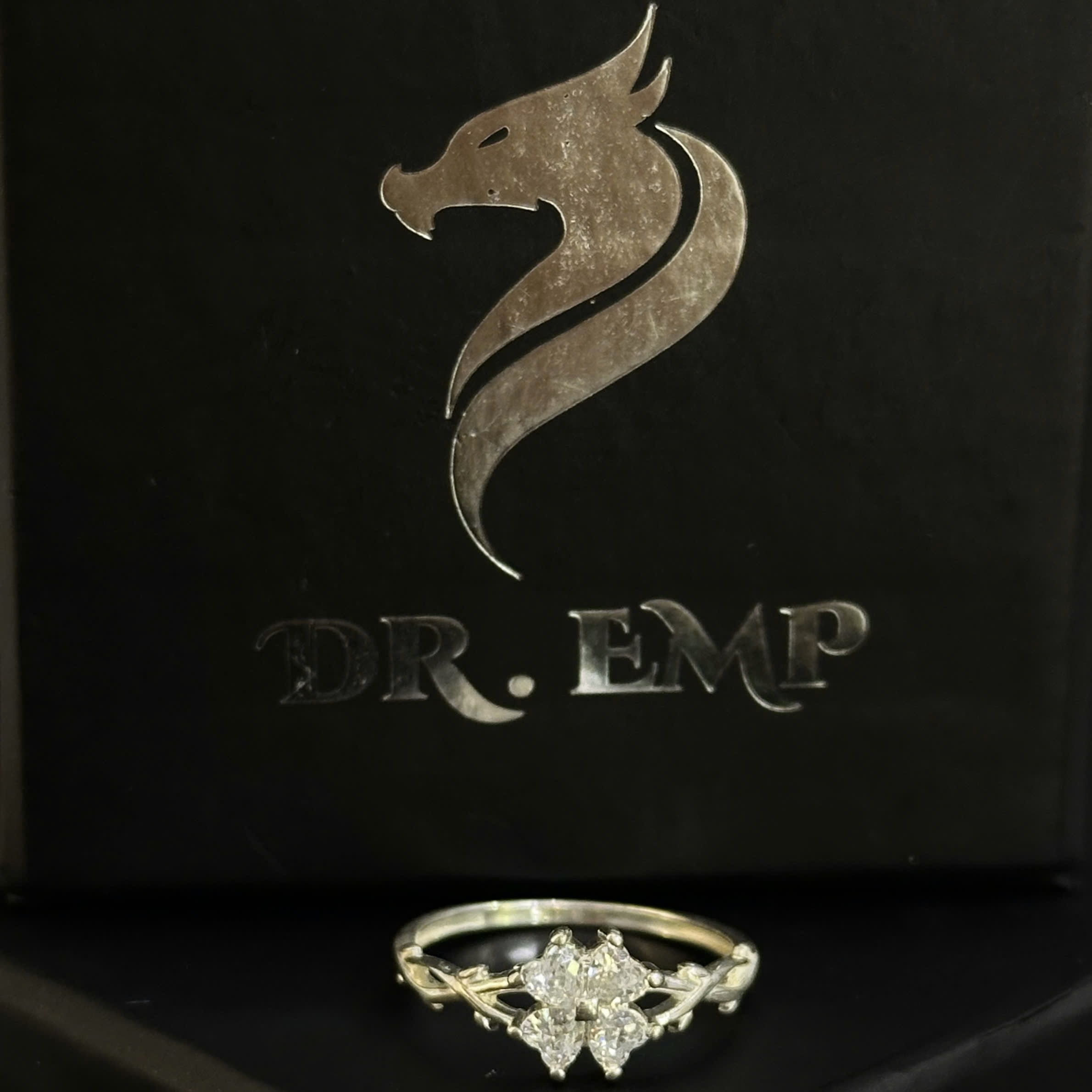 nhẫn kiểu bạc xi kim cỏ 4 lá size 6