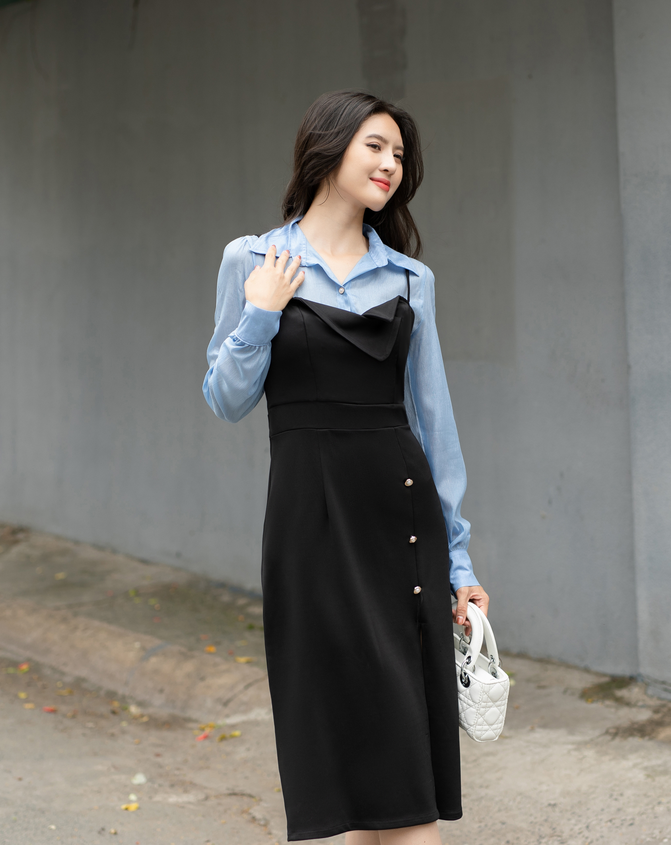 Đầm thiết kế hai dây giả yếm cổ điển kiểu Pháp_thumbnail_1