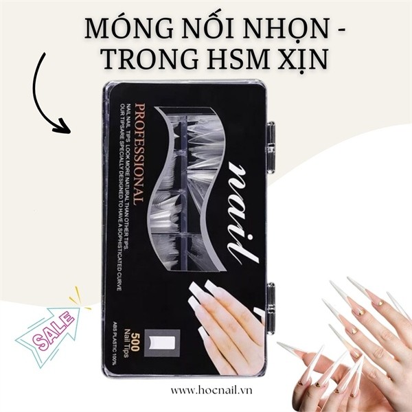 Móng nối (típ) - form nhọn dài - màu trong suốt - loại xịn trơn (hộp)