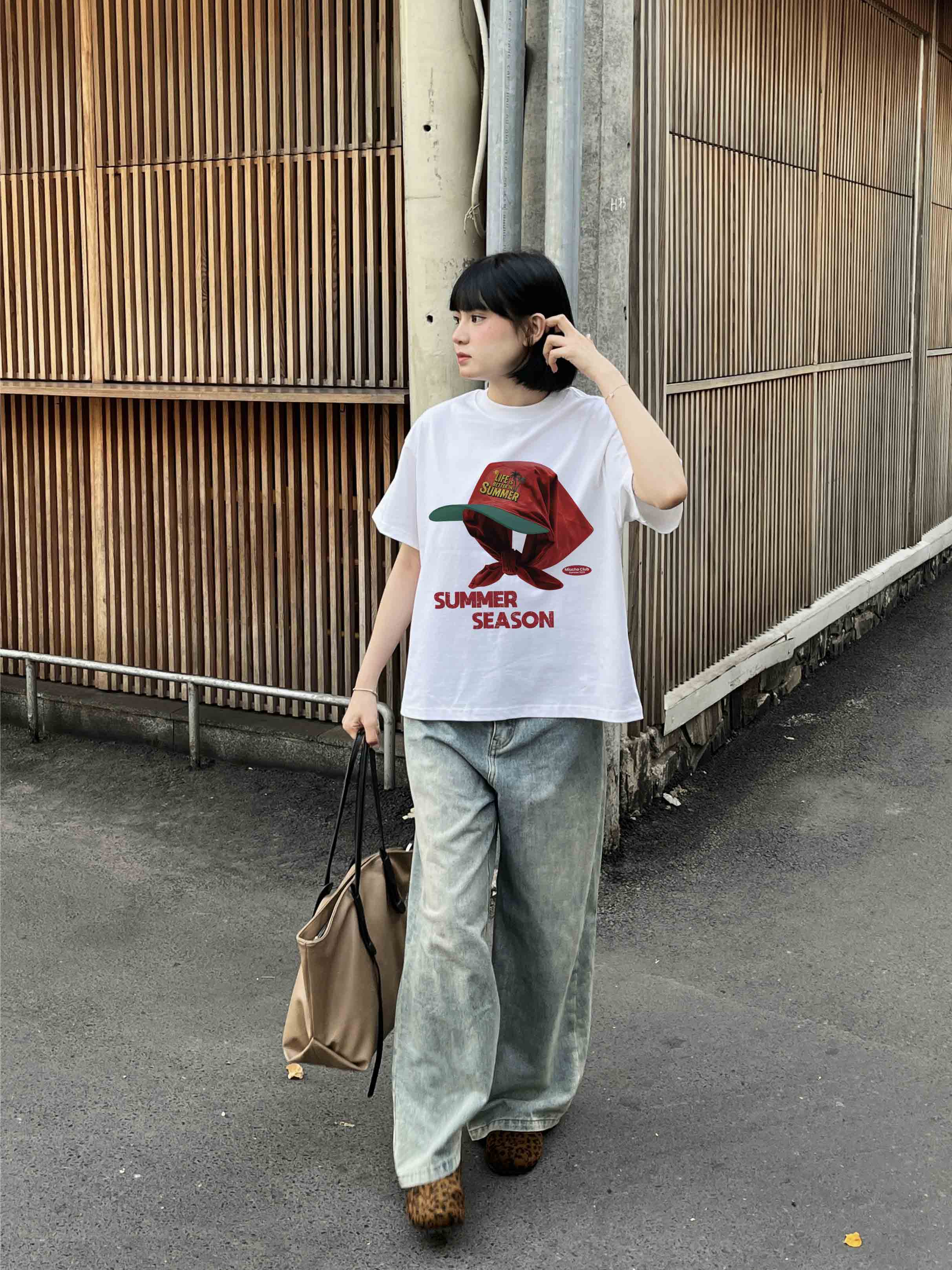 Áo thun boxy summer season 2123 Miucho cổ tròn vải cotton 2c 250gsm đứng form in mix_thumbnail_3