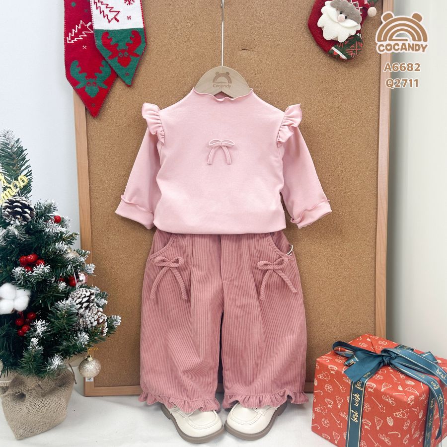 Quần dài nhung HỒNG gấu nhún bèo_thumbnail_0