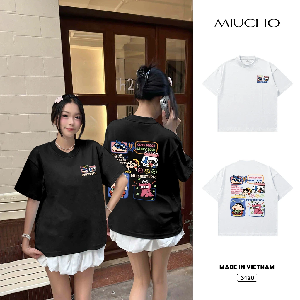 Áo thun boxy hoạt hình Shiin cute Miucho 3120