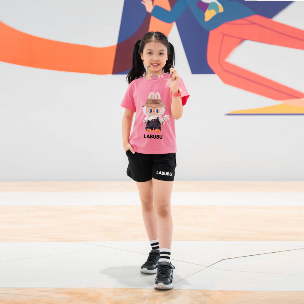 Bộ quần áo bé gái in hình Labubu - Loza Kids SB93