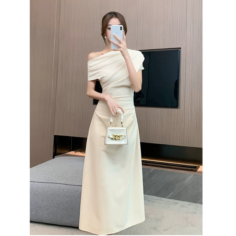 Đầm body lệch vai dáng dài màu kem, váy dự tiệc sang chảnh Logastore_L195_thumbnail_2