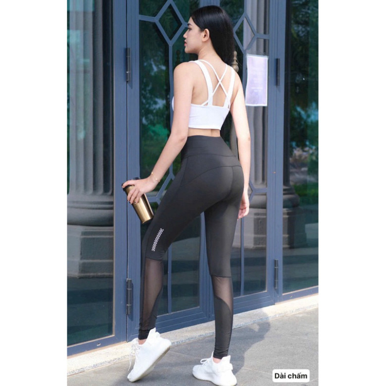 Quần Dài Thể Thao Legging Phối Lưới Chân