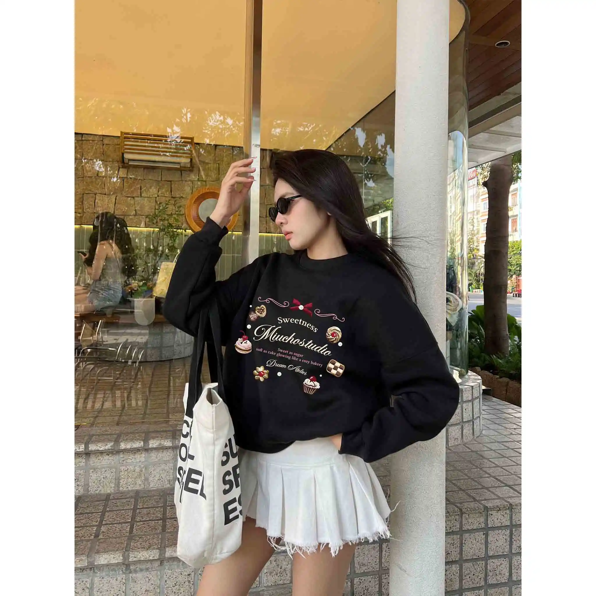 Áo Sweater nữ form boxy Miucho vải nỉ 2 da thoáng mát thấm hút tốt Giáng Sinh in mix 2846_thumbnail_4