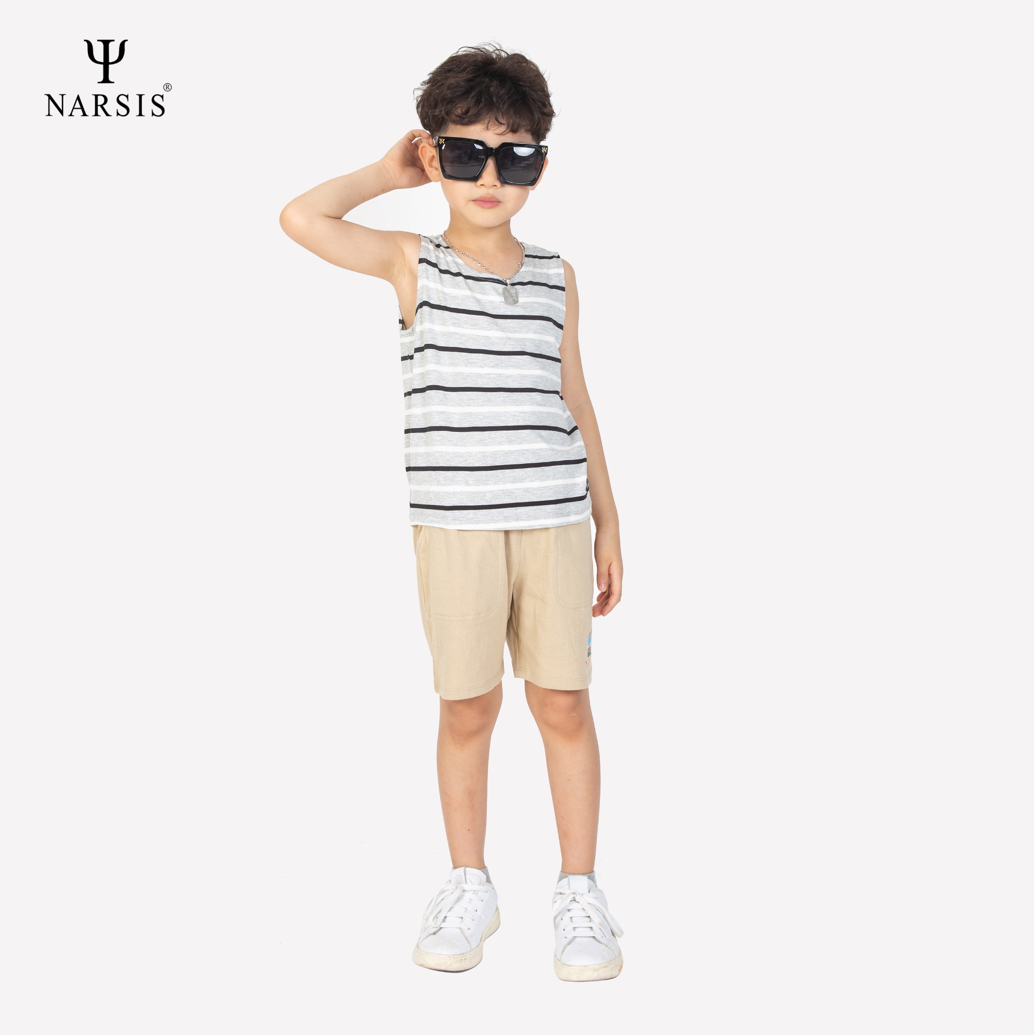 ÁO HÈ BÉ TRAI KD0008 NARSIS CHẤT LIỆU THOÁNG MÁT, DỄ CHỊU, THOẢI MÁI CẢ NGÀY, DỄ VẬN ĐỘNG_thumbnail_2
