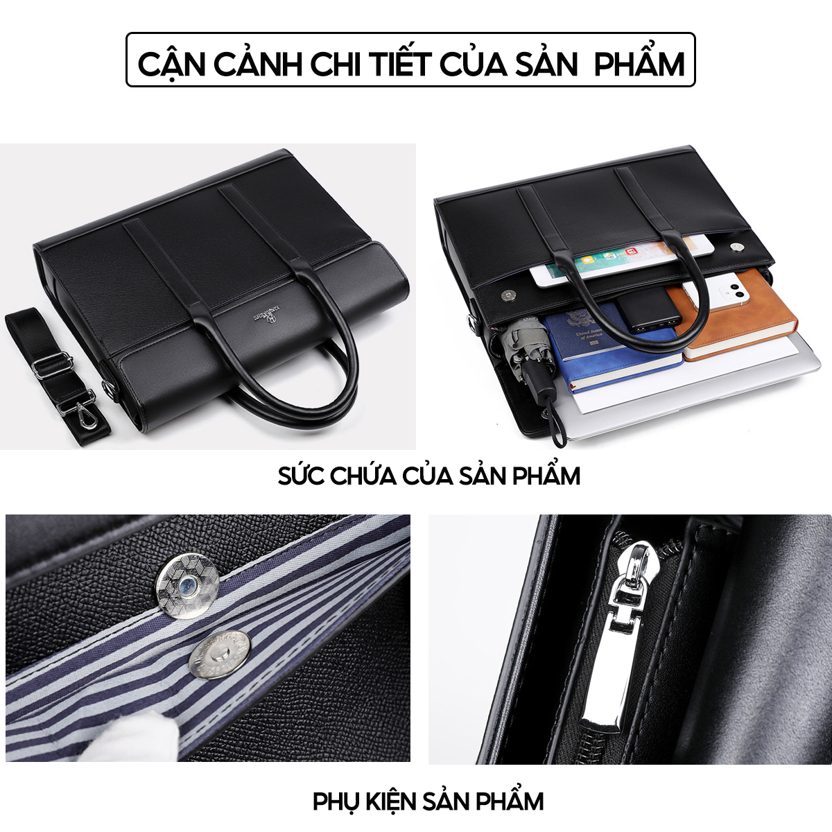 Cặp da nam công sở  văn phòng giám đốc thương hiệu KUQIDAISHU  đựng  máy tính laptop giấy tờ tài liệu A4 da PU chống nước trầy xước_thumbnail_3