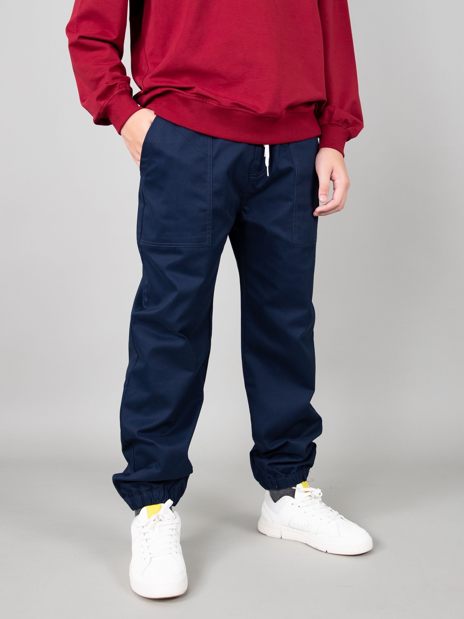 Quần kaki túi ốp màu xanh đen chun gấu