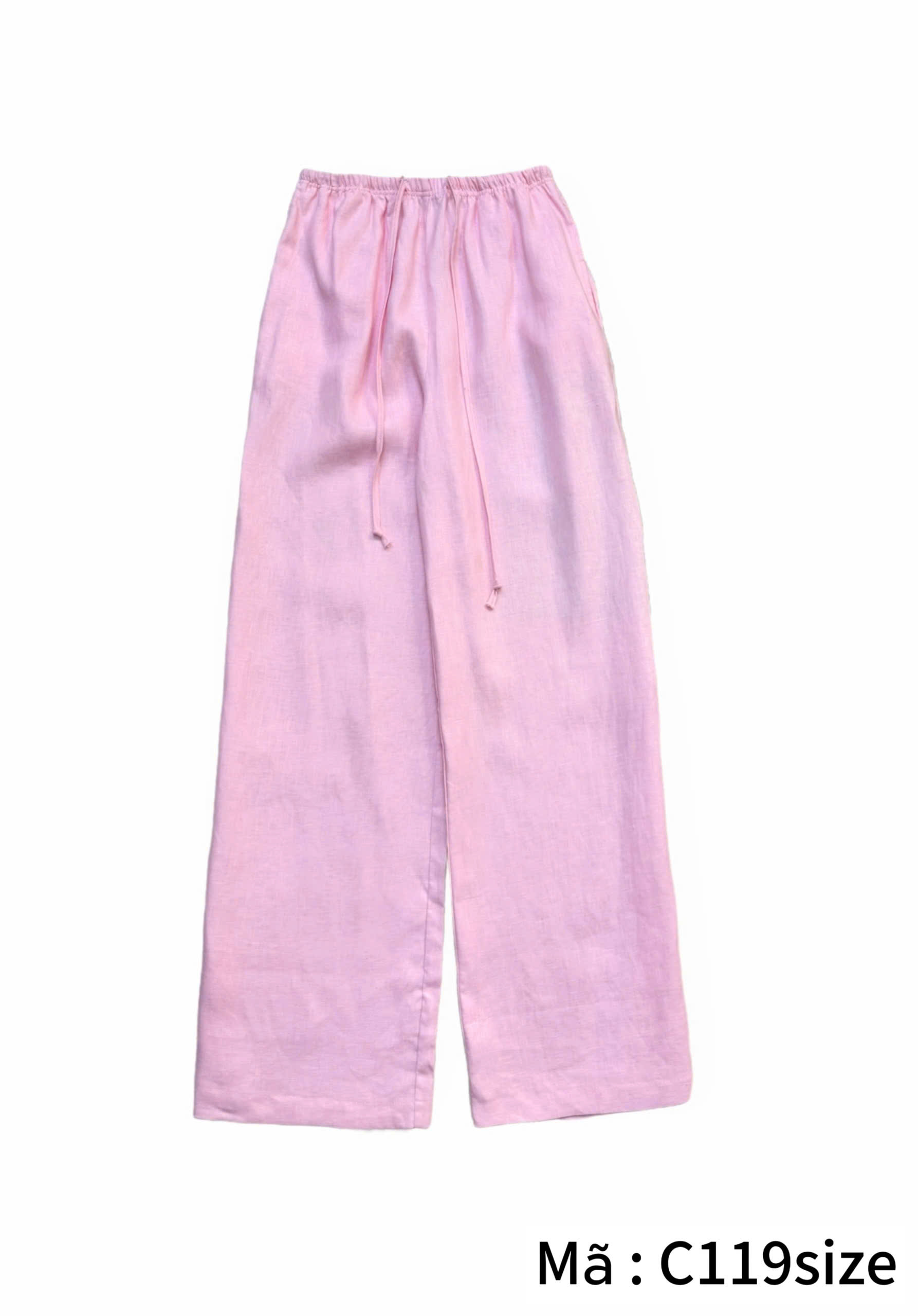 C119 QUẦN SUÔNG HỒNG LINEN PHỐI CẠP CHUN ZR