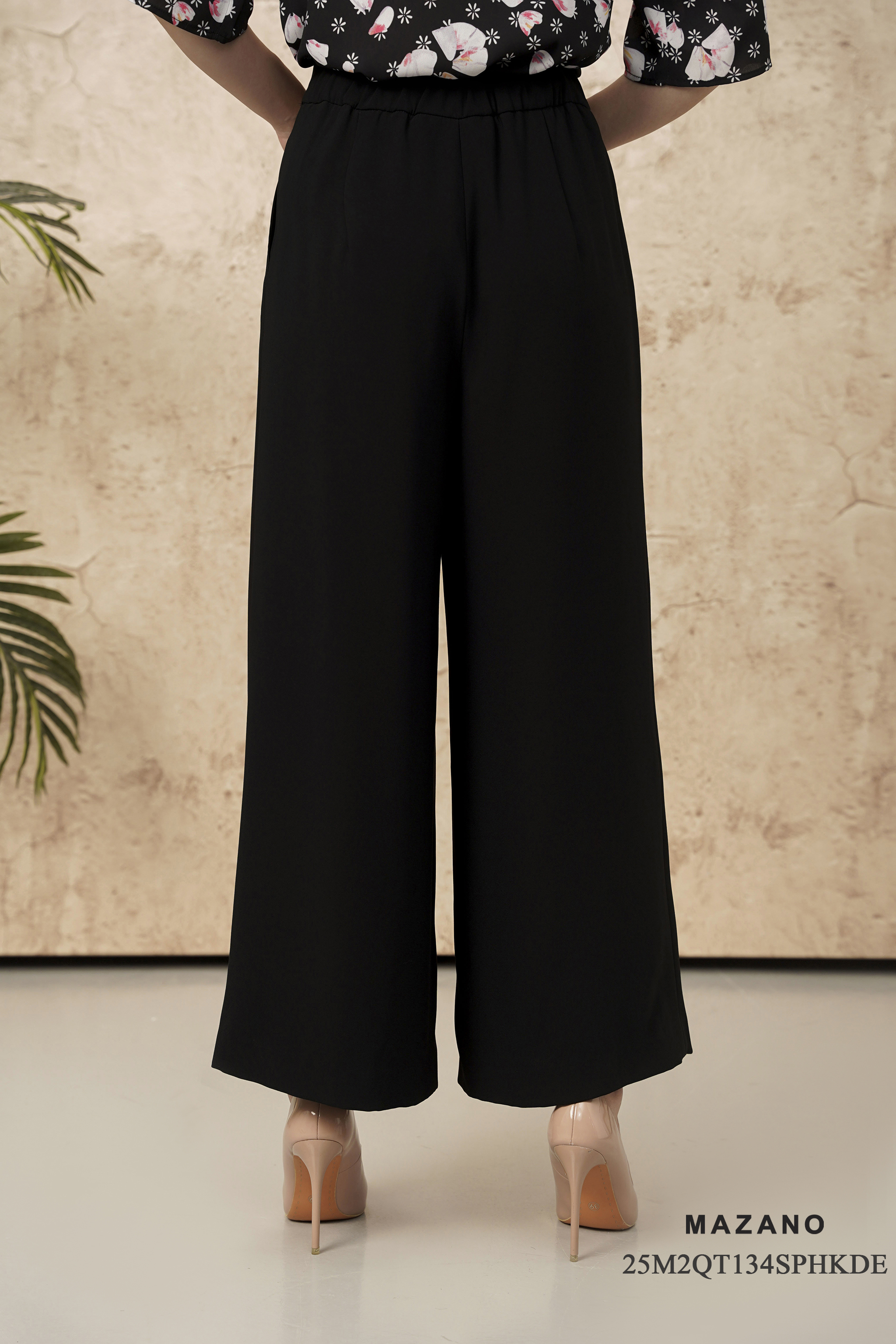 Quần suông ống rộng Vải Thô mềm Cạp cao  Dài quần qua mắt cá chân_thumbnail_2