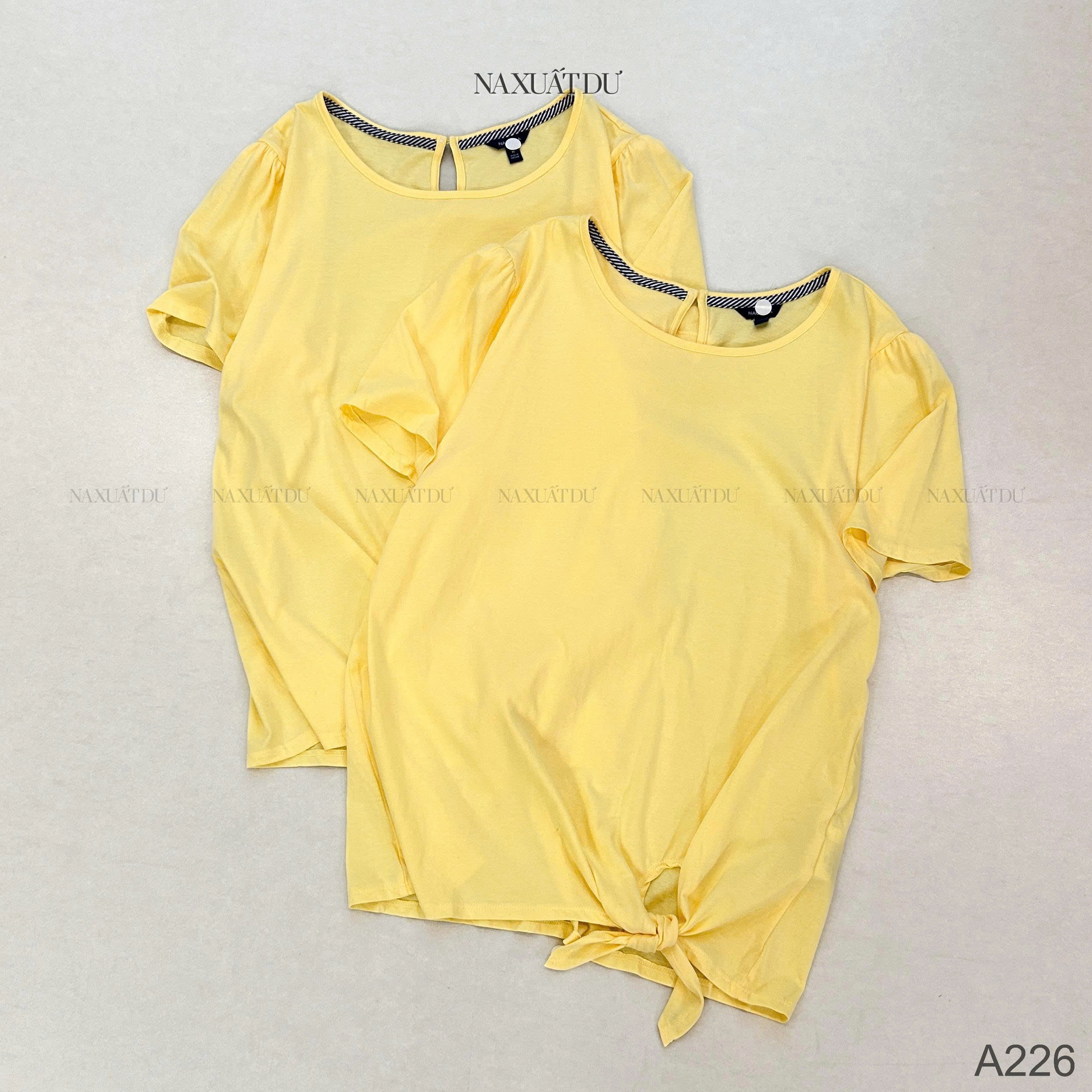 Áo thun cột dây màu vàng nữ 