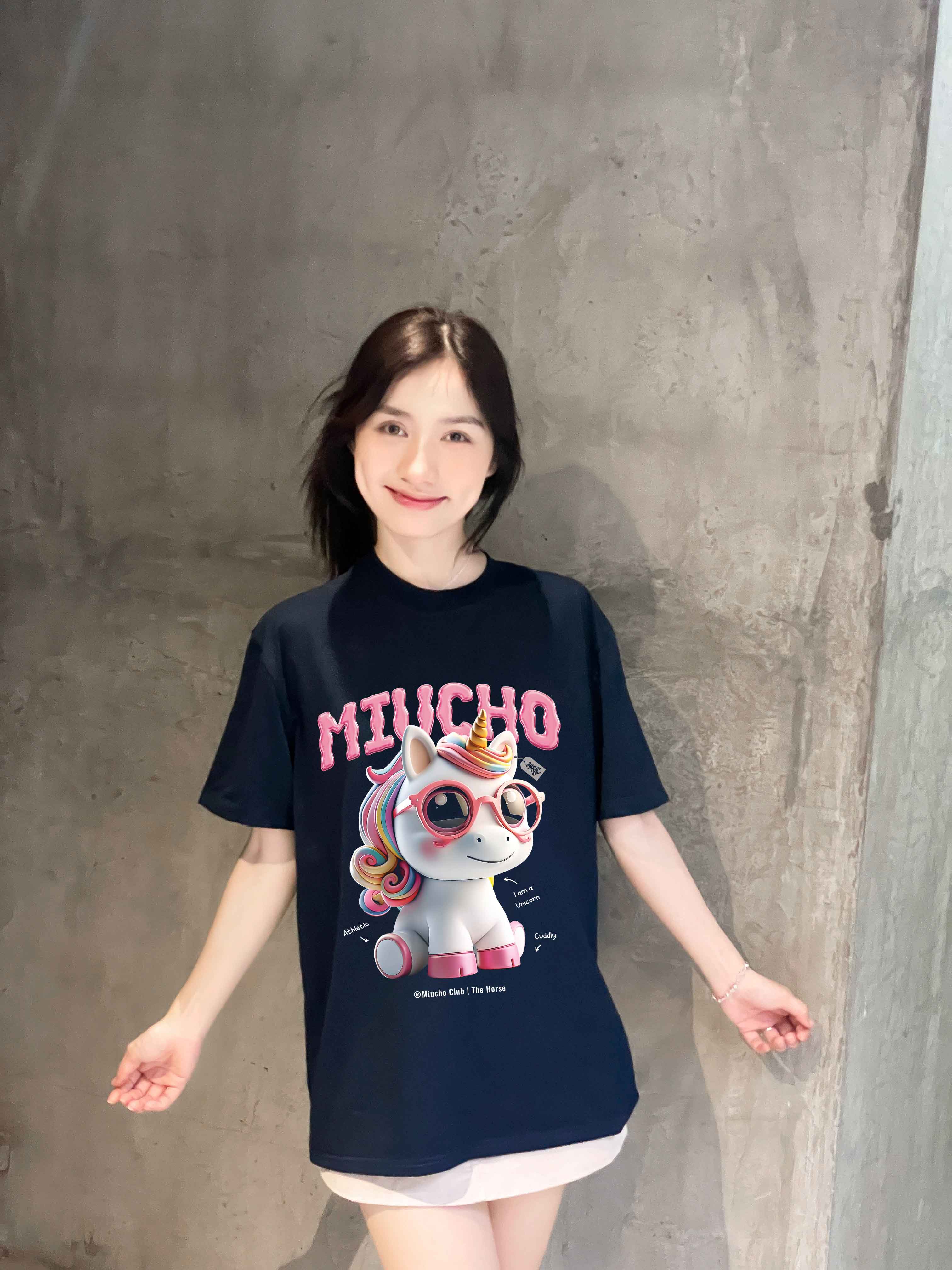 Áo thun form rộng 12 con giáp tuổi Ngọ ATD1245 Miucho tay ngắn cổ tròn in mix_thumbnail_3