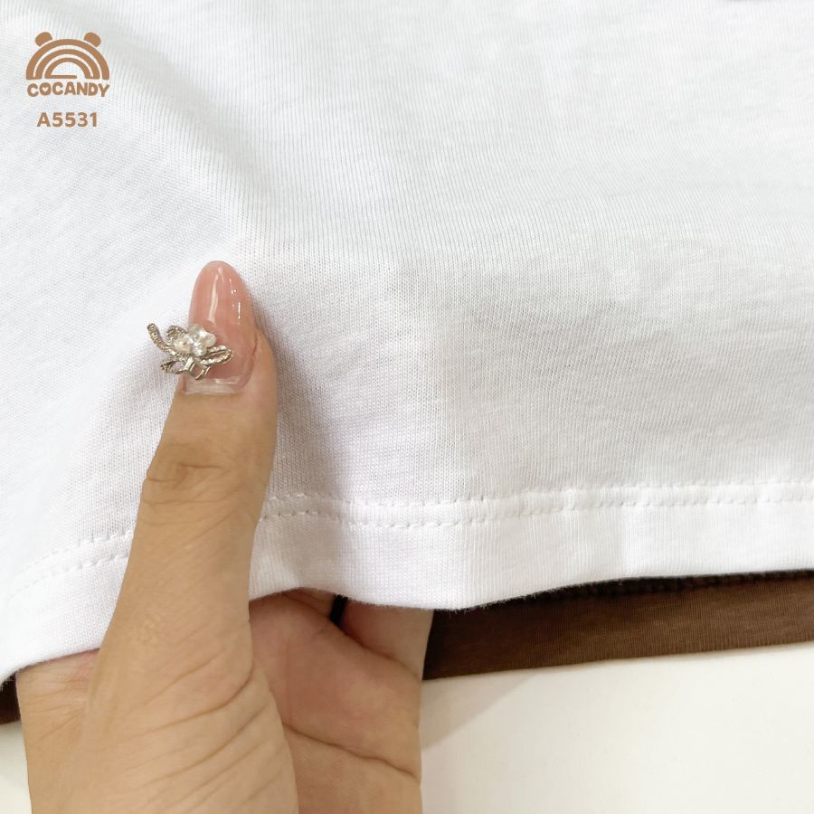 Áo sát nách TRẮNG phối NÂU túi ngực_thumbnail_5